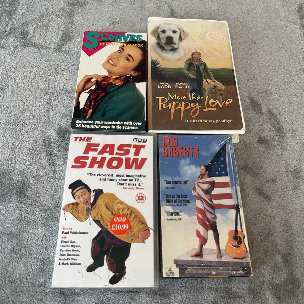 VHS Movies Lot "Scarves," "The fast Show," "More Than Puppy Love," "Bob Roberts"
